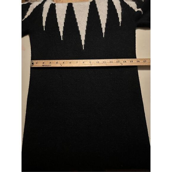 Vintage Women’s Black and White Midi Sweater Dress Shoulder Pads Size Small - Picture 8 of 10